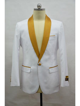 Men's Blazer White ~ Gold Tuxedo Dinner Jacket and Blazer Two Toned