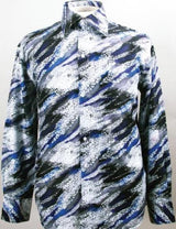Blue Fancy Polyester Dress Club Clubbing Clubwear Shirts With Button Cuff For Men'S Dress Shirt Night Club Outfit Guys Wear For Men Clothing Fashion