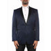 Men's Blue Textured Tuxedo Shawl Collar Slim Fit Blazer