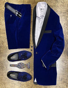 Men's Blue Velvet Suit or Tuxedo Jacket for Prom