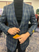Mens Blue and Grey Windowpane Plaid Blazer –  Casual Sport Coat