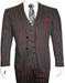 Men's Bold Gangster 1920s Vintage Gangster Bold Stripe 2 Buttons Vested Suits Black