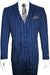 Men's Bold Gangster 1920s Vintage Navy Blue ~ White Gangster Bold Stripe 2 Buttons Vested Dress Suits for Men