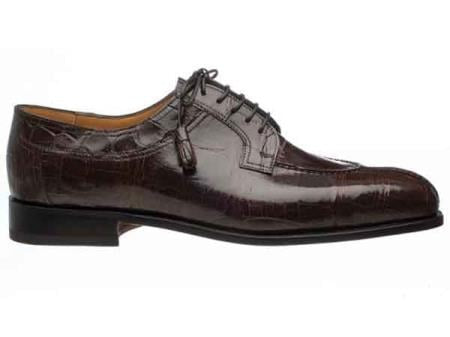 Ferrini Men's World Best Alligator ~ Gator Skin Belly Chocolate Italian Lace Up Style Split Toe Shoe