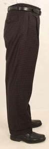 Men'S Wide Leg Single Pleated Pants Navy W/Coco Brown Check Men'S Wide Leg Trousers - Cheap Priced Dress Slacks For Men On Sale