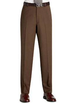 Brown Flat Front Regular Rise Slacks