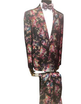Men's Brown Floral Pattern Button Closure Suit