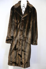 Men's Faux Bear Pelt Button Brown Long Zoot Suit