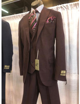 Men's Brown One Button Peak Lapel Suit