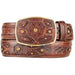 Men's Burnished Brown Original Ostrich Full Quill Skin Fashion Western Belt