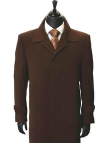 Men's Dress Coat All Weather Microfiber Gaberdine Trendy Classic Trench Top Coat Brown Maxi Full Length 45 inch long