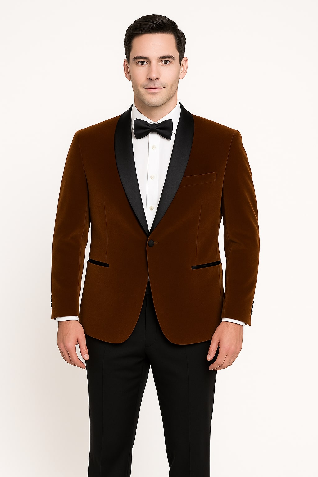 Statement Men's Ivory Velvet Shawl Lapel Tuxedo with Velvet Vest