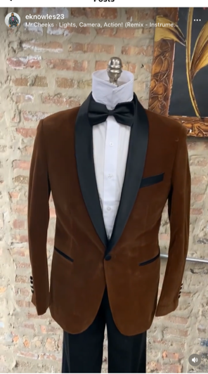 Mens Brown Velvet Tuxedo with Black Satin Shawl Lapel – One Button Formal Suit Jacket - Image 4