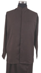 Men's Chocolate Brown High Mandarin Banded Walking Sets