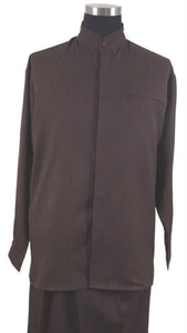 Men's Chocolate Brown High Mandarin Banded Walking Sets