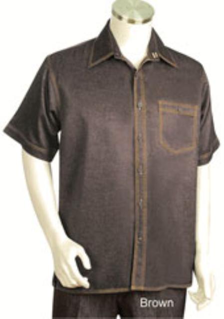 Men's Lustrous Exterior Short Sleeved Two Piece Mens Walking Outfit