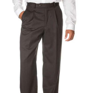 Mens Pleated Dress Pants Mens Brown Wool Gabardine Slack unhemmed bottom