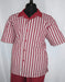 Men's Burgundy 5 Buttons Short Sleeve Walking Suit