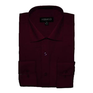 Slim Fit - Burgundy ~ Maroon ~ Wine Color Men's Dress Shirt