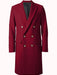 Men's Burgundy Double Breasted~Wide Peak Lapel 6 buttons Coat