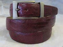 Men's Genuine Authentic Burgundy ~ Wine ~ Maroon Lizard Belt