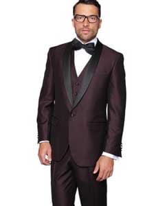 Men's Sharkskin Burgundy ~ Wine ~ Maroon Suit Cheap Priced Business Suits Clearance Sale