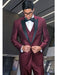 Men's Peak Lapel Jacket & Pants only No Vest  Suit  Dinner Jacket Black and Burgundy ~ Wine ~ Maroon Suit  With Black Lapel Two Toned Burgundy Suit Burgundy Tuxedo
