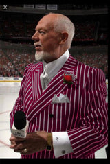 Men's Burgundy and White Pinstripe Double Breasted Blazer Sport Coat