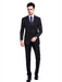 Men's Button Closure Pinstripe Designed Black / White Suit