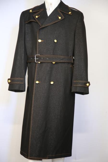 Men's Button Fastener Double Breasted Suit Peak Lapel Suit Black