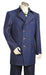 Men's Button Fastener Double Breasted Suit Trench Collar Dark Navy Blue Suit For Men