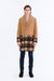 Mens Camel Brown Shawl Collar Overcoat with Plaid Wool Bottom – Double-Breasted Winter Topcoat With Fur Collar