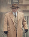 Men's Camel Two Flap Front Pockets Peaky Blinders Suits - Peaky Blinders Outfit + Overcoat + Hat (Peaky Blinder Custome)