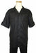 Mens Linen Suit - Dual pleated pants with four outside pockets Summer Casual Two Piece Mens Walking Outfit For Sale Pant Sets Casual Suit Short sleeve Shirt + Pants Solid Black