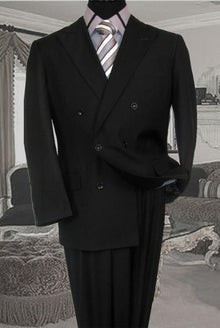 Men's Charcoal Classic Double Breasted Suit Solid Color Suit With Side Vent Jacket Pleated Pants