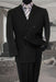 Men's Charcoal Classic Double Breasted Suit Solid Color Suit With Side Vent Jacket Pleated Pants