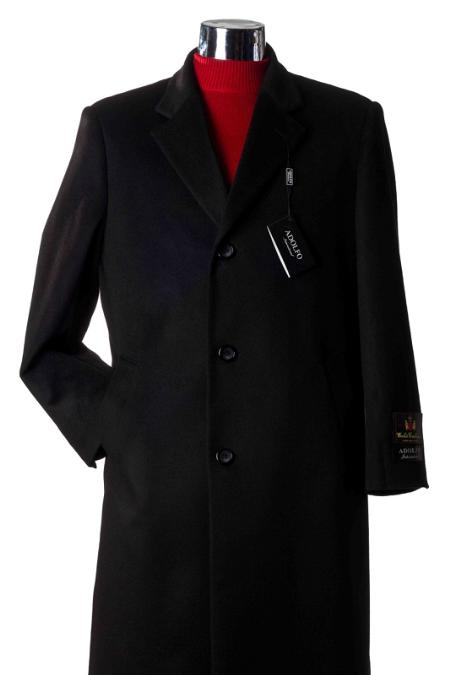 Men's Overcoat Men's Dress Coat Long Winter Dress Knee length Coat 3/4 Cashmere Long Men's Dress Topcoat - Winter coat ~ overcoat Charcoal