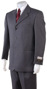 Men's Available in 2 or 3 Buttons Style Regular Classic Cut/4 Button Style Charcoal Gray Pinstripe 2 Piece Suits - Two piece Business suits