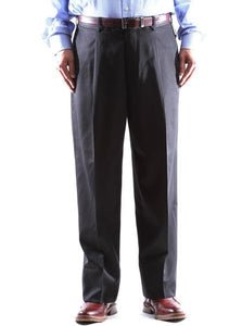 Regular Size & Big and Tall 100% Wool Dress Pants Pleated Pants Charcoal Gabardine Fabric unhemmed unfinished bottom