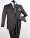 Men'S 2 Piece 100% Executive Suit - Charcoal With Silver Stripe ~ Pinstripe - 100% Percent Wool Fabric Suit - Worsted Wool Business Suit