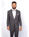 Men's Rossiman Rossi Man Brand Charcoal Plaid Tapered Leg Lower Rise Pant & Get Skinny 1 Button Slim Fit Peak Lapel Suit