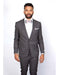 Men's Rossiman Rossi Man Brand Charcoal Plaid Tapered Leg Lower Rise Pant & Get Skinny 1 Button Slim Fit Peak Lapel Suits
