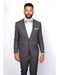 Men's Rossiman Rossi Man Brands Charcoal Plaid Tapered Leg Lower Rise Pants & Get Skinny 1 Button Slim Fit Peak Lapel Suits