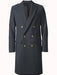 Men's Charcoal Grey - Dark Gray Fabric Double breasted Overcoat  44 inch full length Topcoat