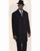 Men's Dress Coat 40 Inch Long Charcoal Grey Wool Blend Hidden Button Overcoat