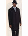 Men's Dress Coat 40 Inch Long Charcoal Grey Wool Blend Hidden Button Overcoat