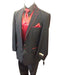 Men's Charcoal Red Trimmed On Lapel And Pockets Long Sleeve Jacket
