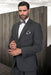 Men's Pleated Pants Athletic Cut Charcoal Poly~Rayon Fabric Modern Cut 2 Button Cheap Business Suits Clearance Sale