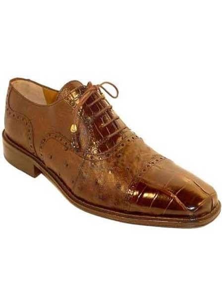 Chocolate Ferrini Men's World Best Alligator Gator Shoe Mens Ostrich Skin Shoes