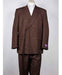 Men's Classic Fit Double Breasted Pinstripe 6 Button Peak Lapel Brown Suit